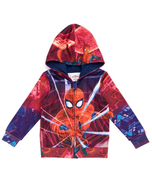 Marvel Boys Spider-Man Fleece Zip Up Cosplay Hoodie to Product Image