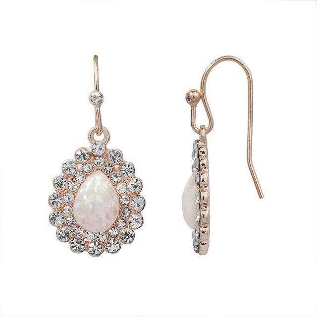 LC Lauren Conrad Rose Gold Tone Teardrop Nickel Free Drop Earrings, Womens, White Product Image