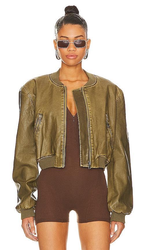 LIONESS Allure Bomber in Olive. Product Image