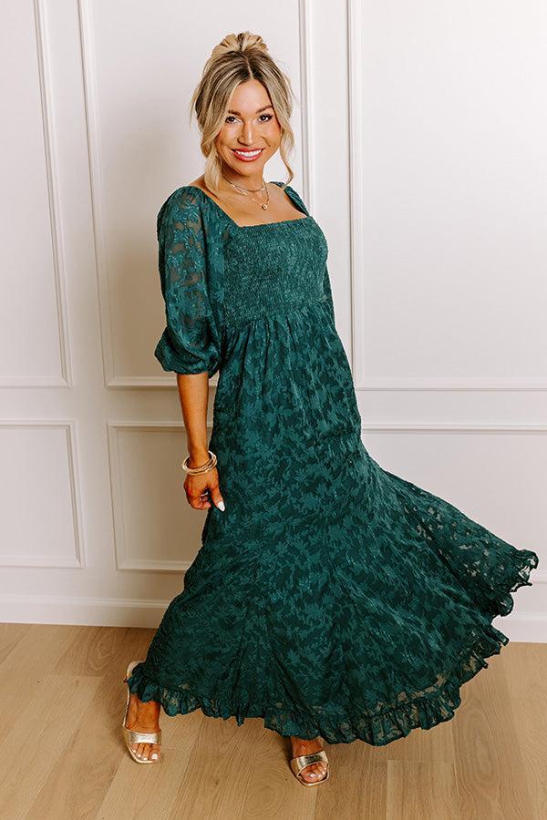 Sweetest Secret Jacquard Maxi Dress in Hunter Green Product Image