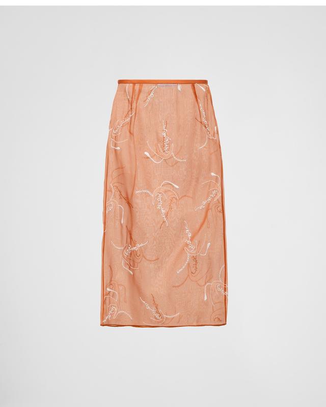 Embroidered organza midi-skirt Product Image