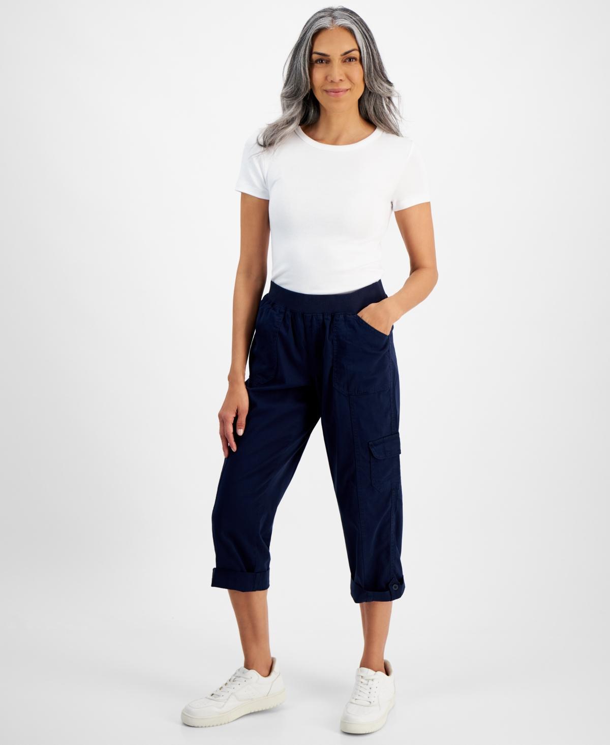 Petite Pull-On Mid-Rise Rolled Cuff Capri Pants, Created for Macy's Product Image