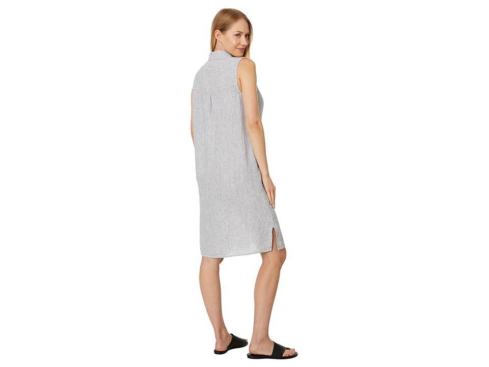 Eileen Fisher Plus Size Classic Collar Dress (White ) Women's Clothing Product Image