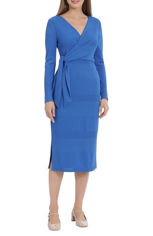 Maggy London Womens Wrap Midi Sheath Dress - Princess Blue Product Image