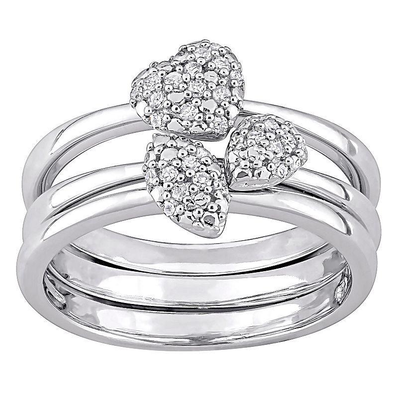 Stella Grace Sterling Silver 1/6 Carat T.W. Diamond Stackable Ring Set, Womens White Product Image