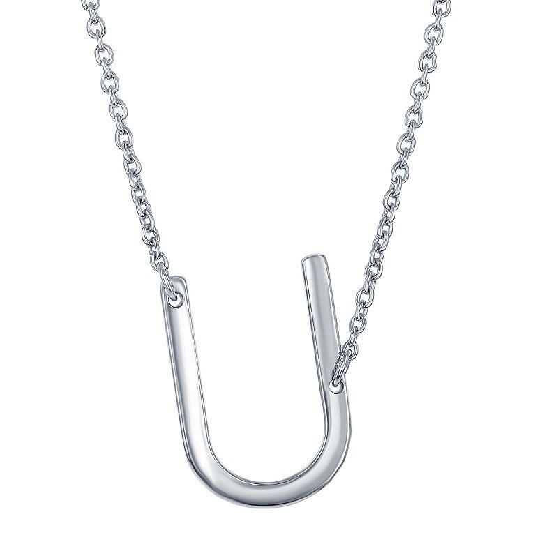 Sterling Silver Sideways Initial Necklace, Womens Sterling J Product Image