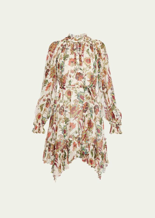 Ulla Johnson Anais Metallic Floral Long Sleeve Silk Georgette Dress Product Image