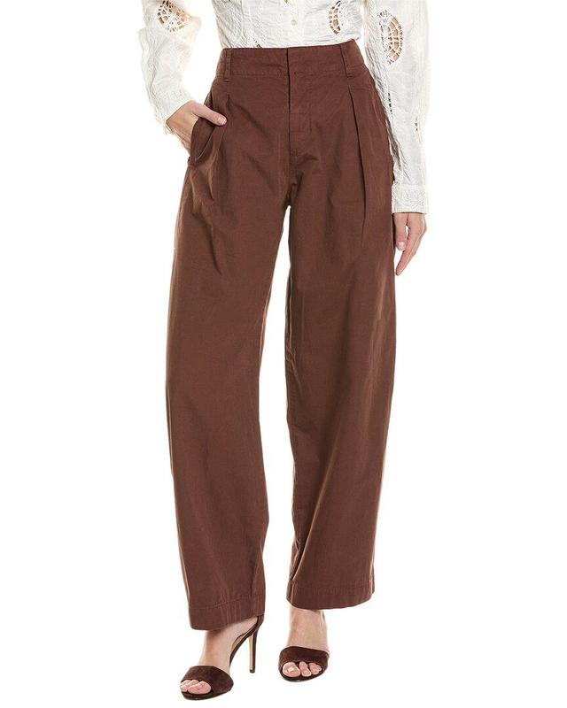 RAG & BONE Donovan Pleated Cotton Twill Wide Leg Pants In Brown Product Image