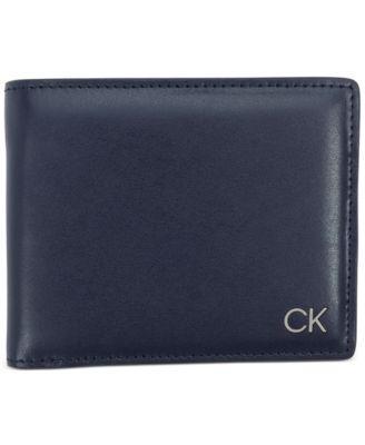 Calvin Klein Mens Delfin Leather Rfid Slimfold Wallet - Navy Product Image