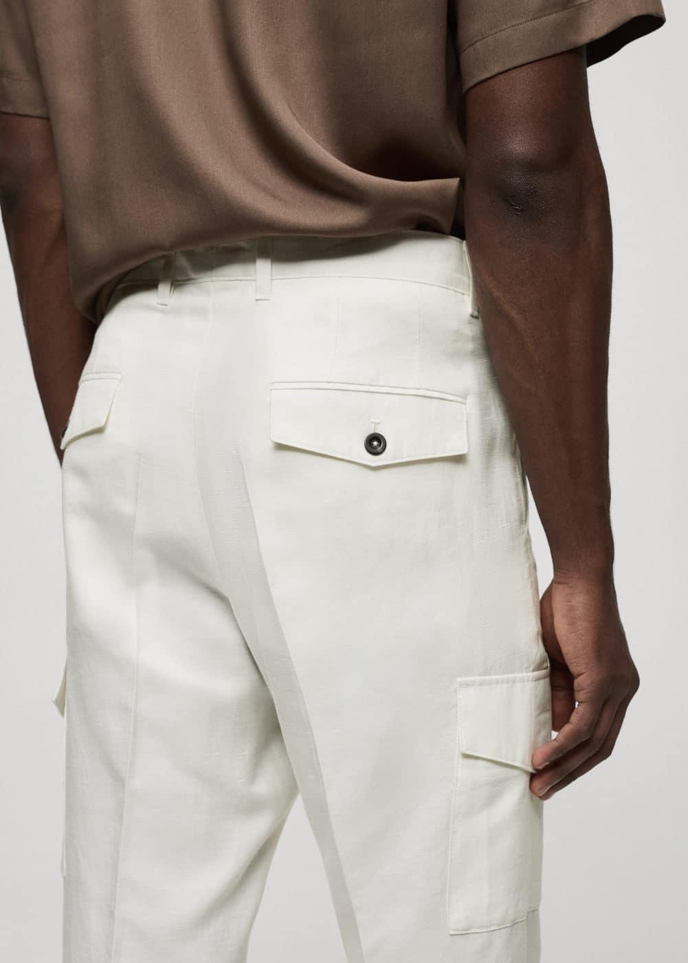 MANGO MAN - Linen-blend pants with pockets off whiteMen Product Image