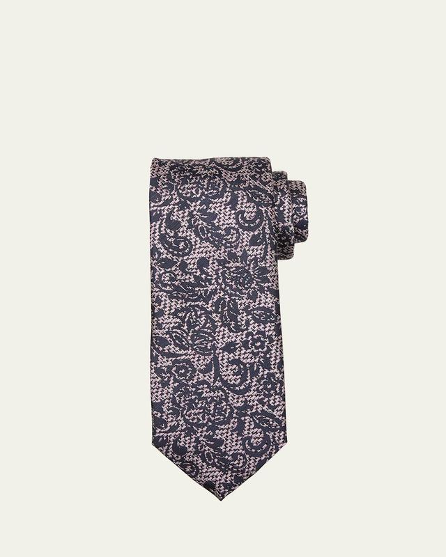 Mens Floral Silk Jacquard Tie Product Image