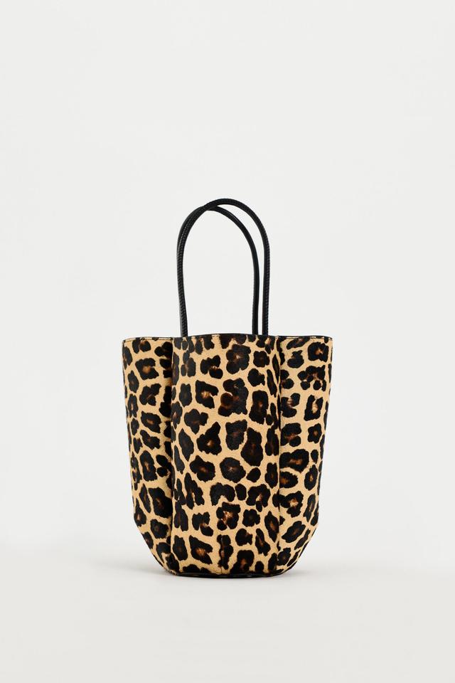 ANIMAL PRINT LEATHER MINI BUCKET BAG Product Image