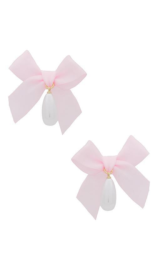 Bow Drop Pearl Earrings Product Image