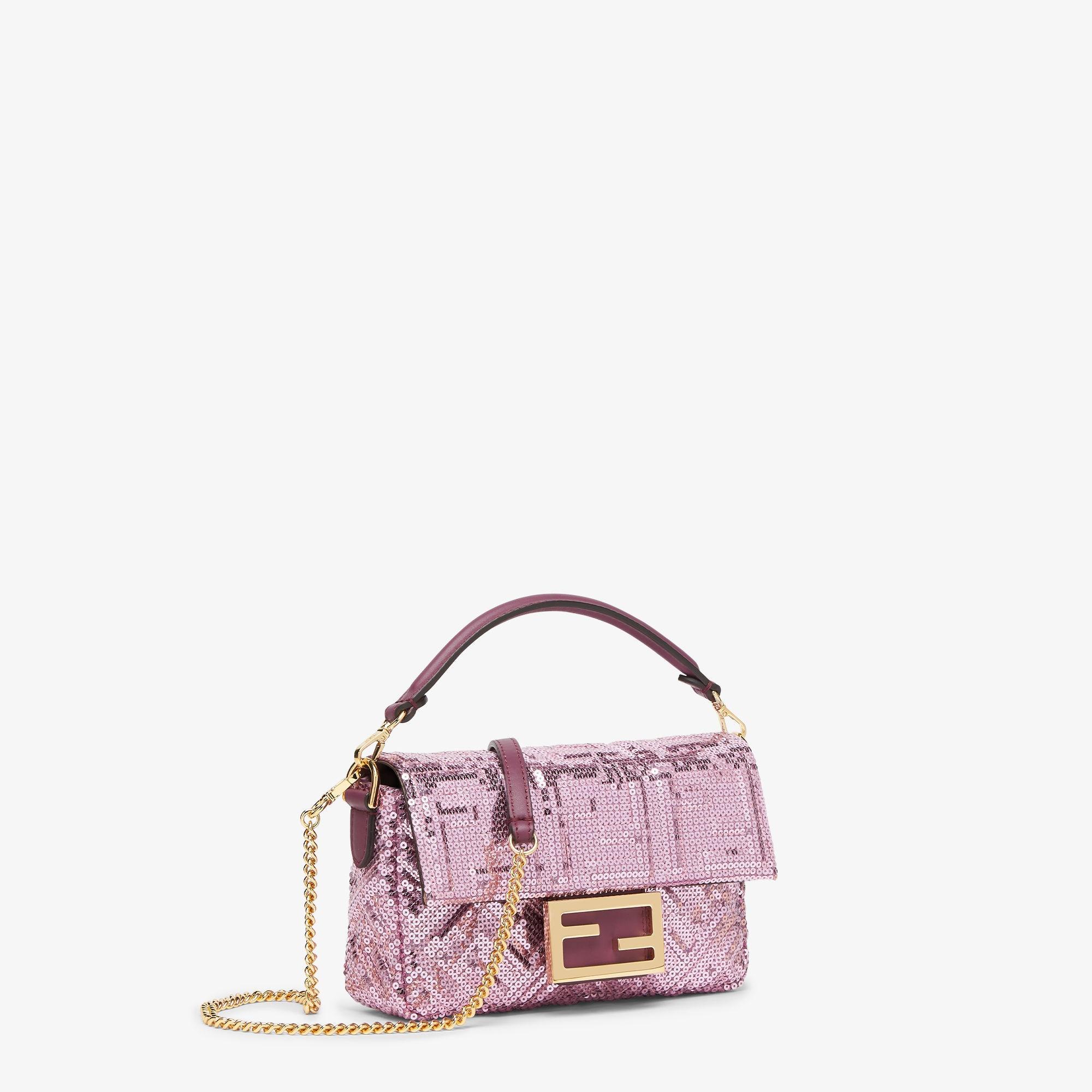 Baguette MiniPink sequin bag with FF Product Image