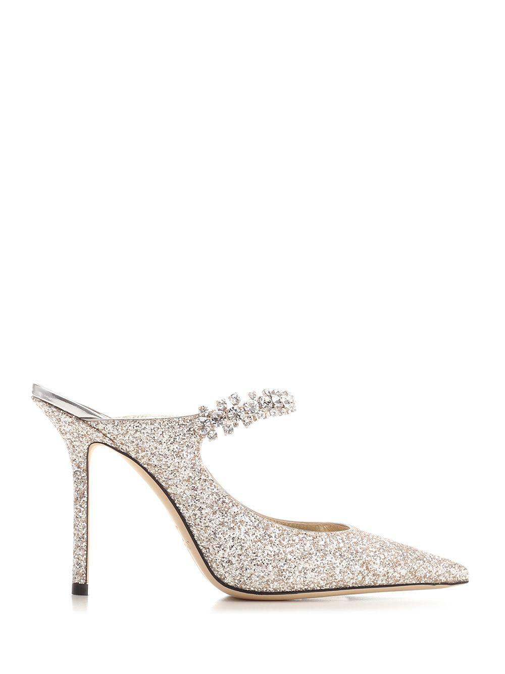 JIMMY CHOO Bing 100 Glitter Mules In Gold Product Image