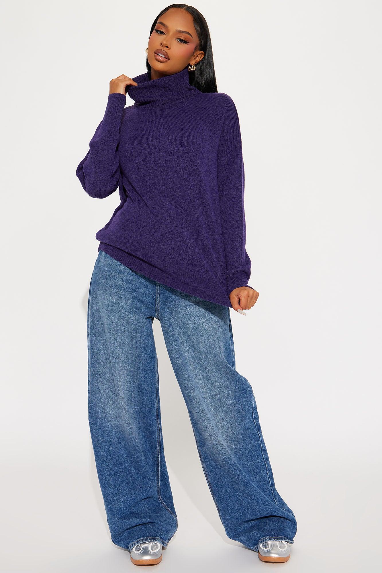 Snow Day Turtleneck Sweater - Purple Product Image