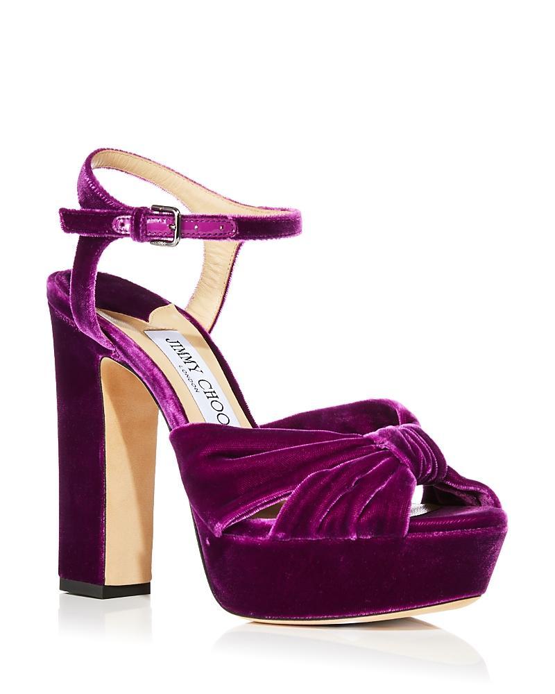 Jimmy Choo - Heloise Velvet Platform Sandals - GreenModa Operandi Product Image