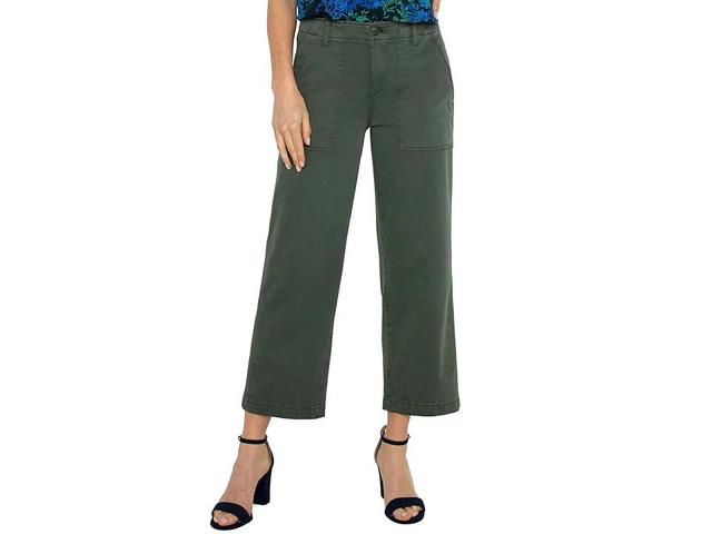 Liverpool Los Angeles Cargo Mid-Rise Crop Wide Leg Soft Touch Twill (Moss ) Women's Dress Pants Product Image