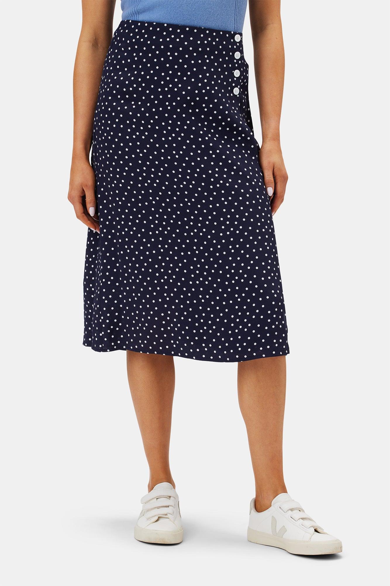 Gabrielle Wrap Skirt - Riviera Dot Navy Blue Product Image