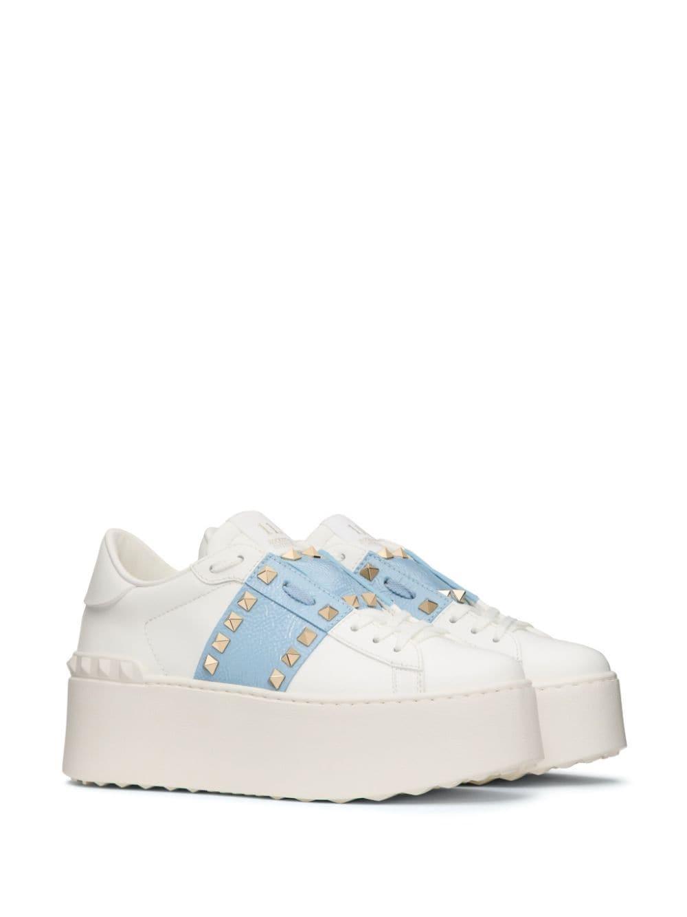 Flatform Rockstud Untitled Trainer In Calfskin With Naplack Band Woman White 40 Product Image