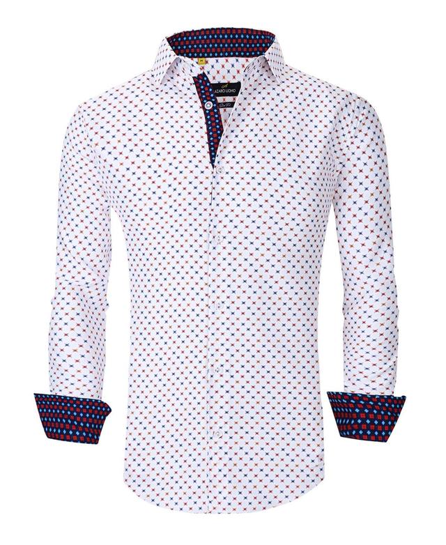 Mens Slim Fit Business Nautical Button Down Dress Shirt Product Image