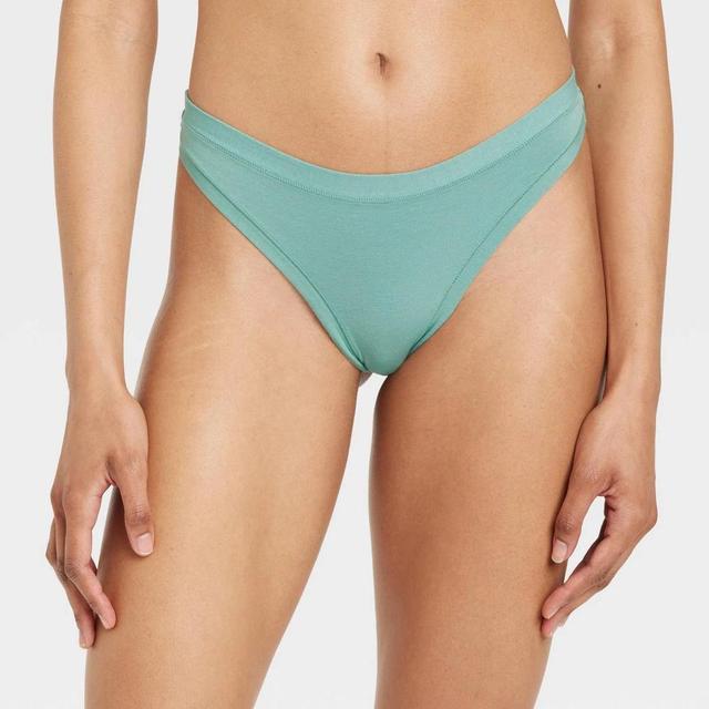 Womens Cotton Stretch Thong with Elastic Waist - Auden Tidal Flow L Product Image