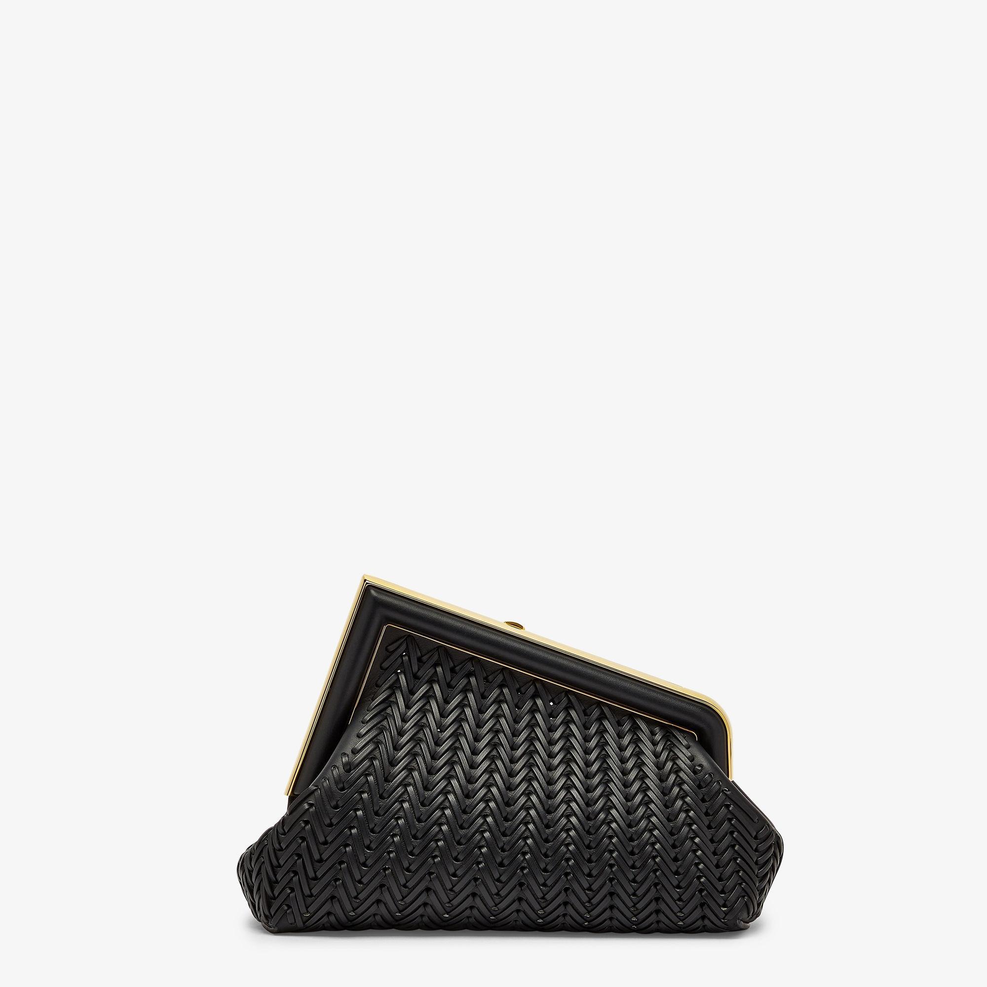 Fendi First SmallBlack interlaced leather bag Product Image