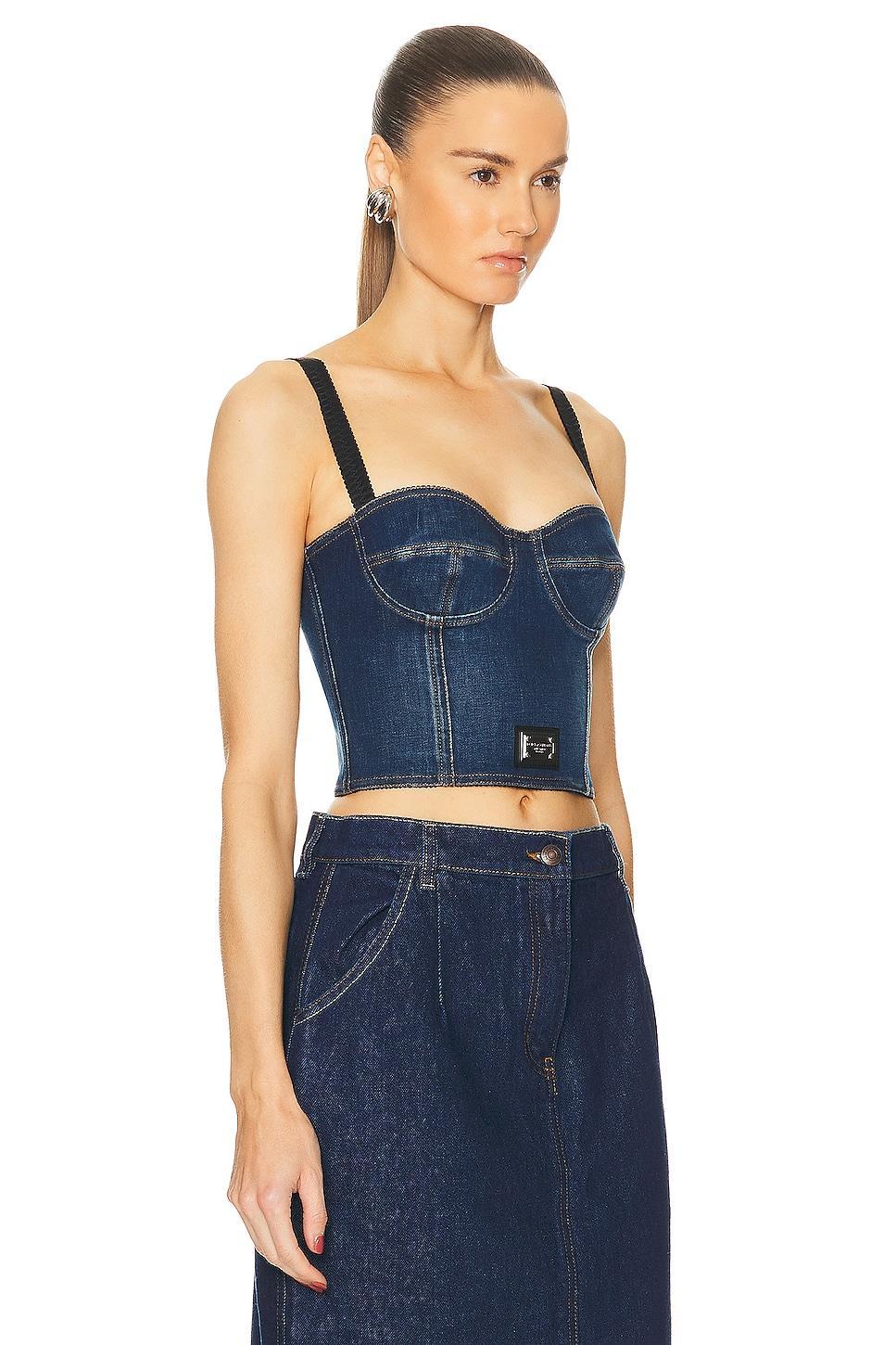 Dolce & Gabbana Shoulder Strap Top in Blue Product Image