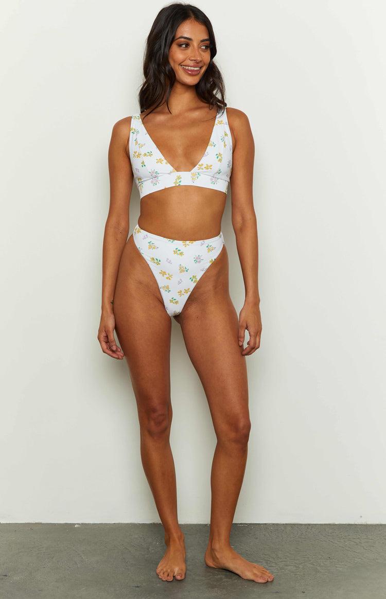 9.0 Swim Byron White Floral Bikini Top Product Image