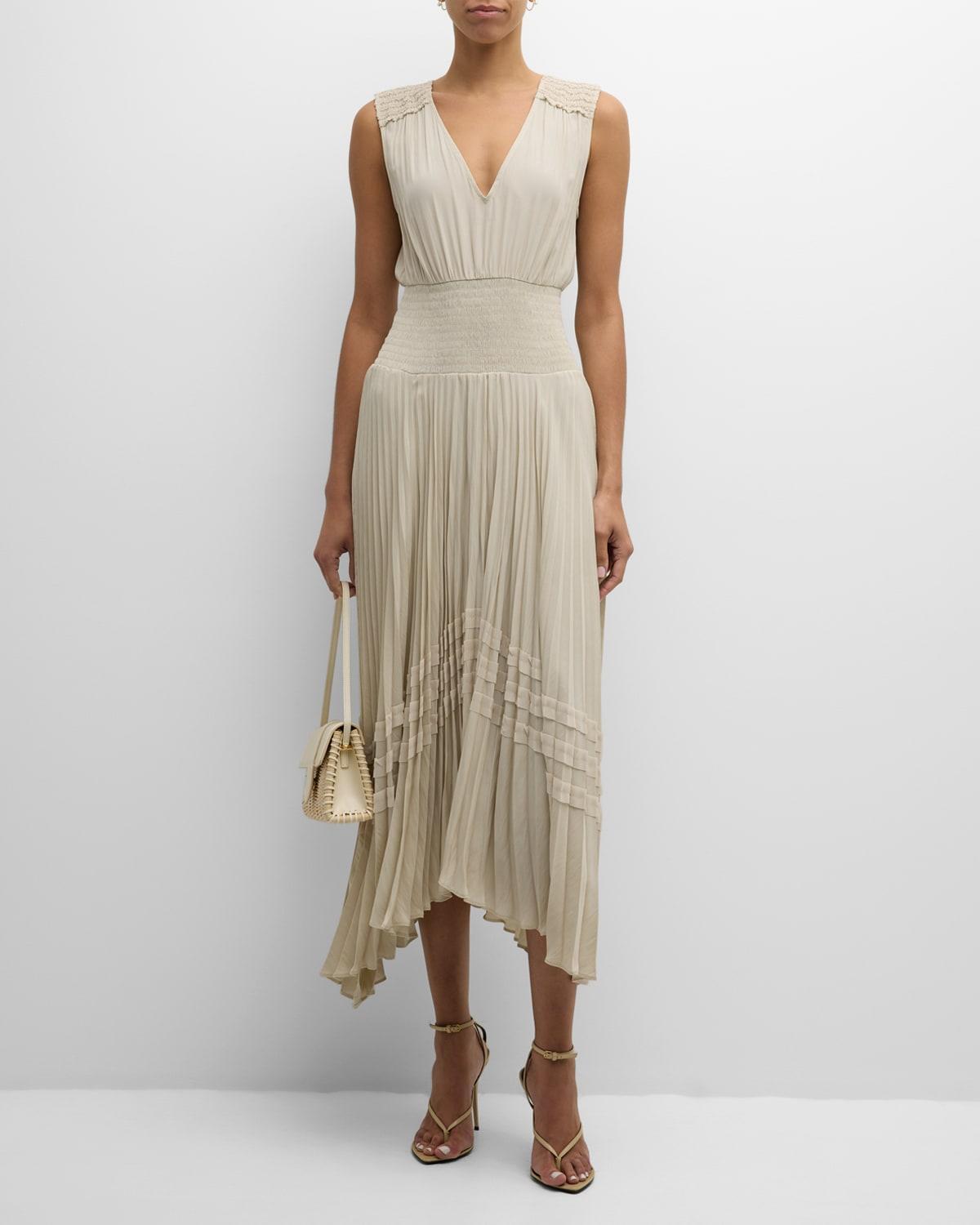 Womens Livia Pleated Sleeveless Midi-Dress Product Image