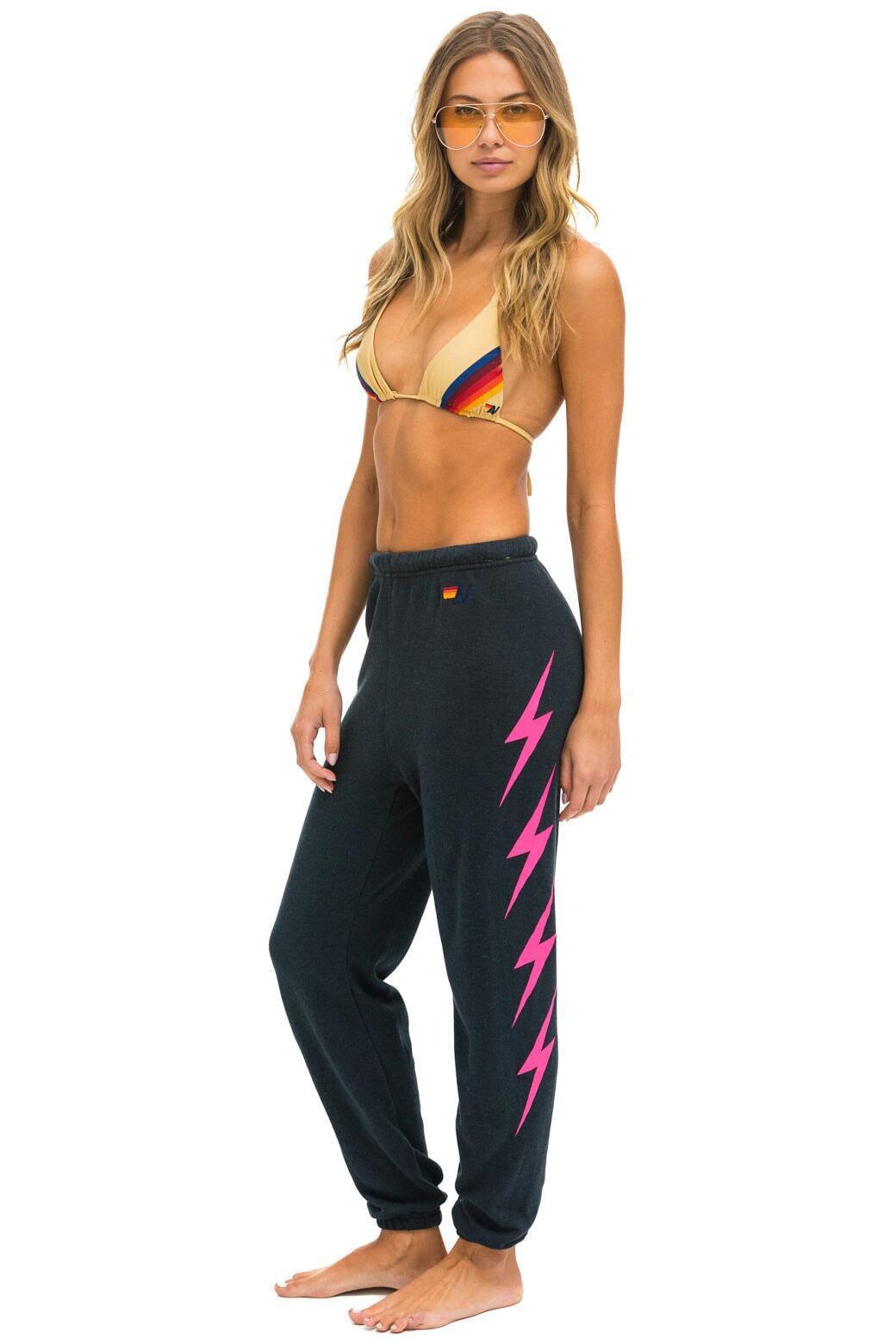 BOLT 4 SWEATPANTS - CHARCOAL // NEON PINK Female Product Image