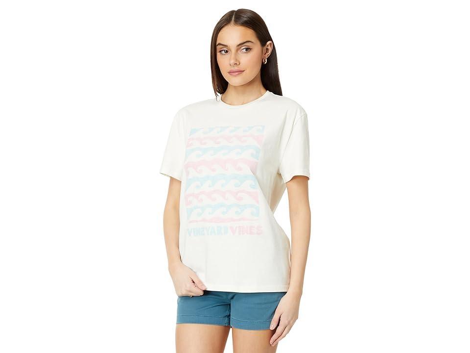 Vineyard Vines Reverse Printed Waves Ss T (Marshmallow) Women's Clothing Product Image