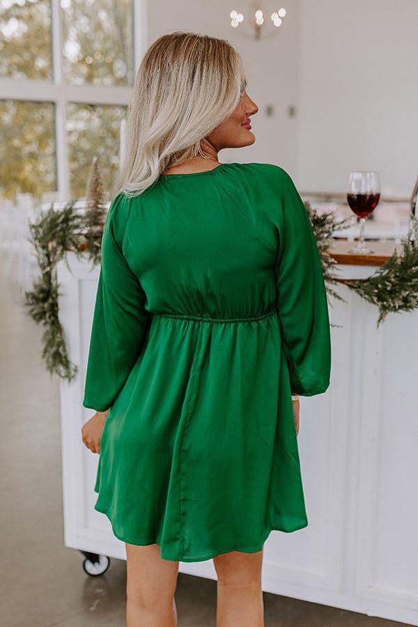 Sweetest Secret Front Tie Dress In Hunter Green Product Image