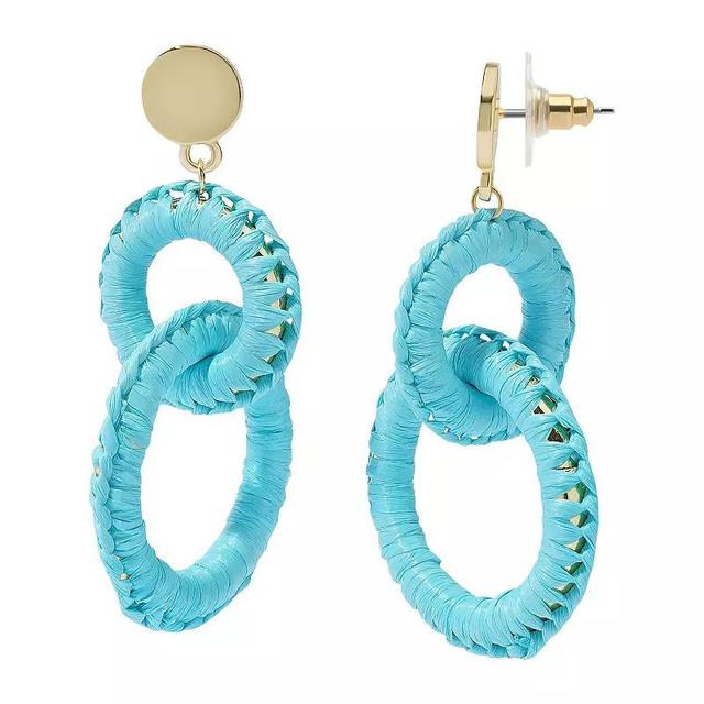 Sonoma Goods For Life Gold Tone Blue Raffia Links Drop Earrings, Womens Product Image