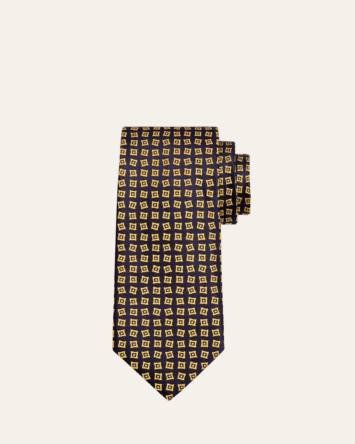 Mens Geometric Square Silk Tie Product Image