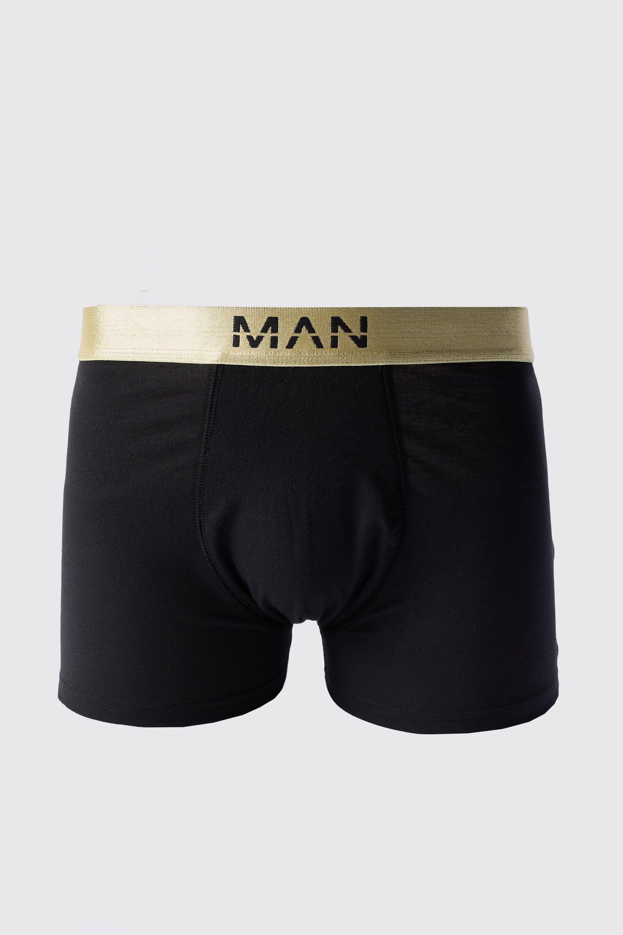 Man Dash Gold Waistband Boxers In Black | boohooMAN USA Product Image