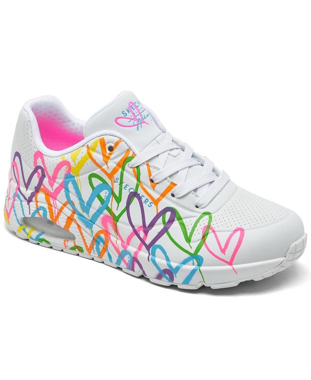 Skechers Street Womens Uno - Highlight Love Casual Sneakers from Finish Line - White Product Image