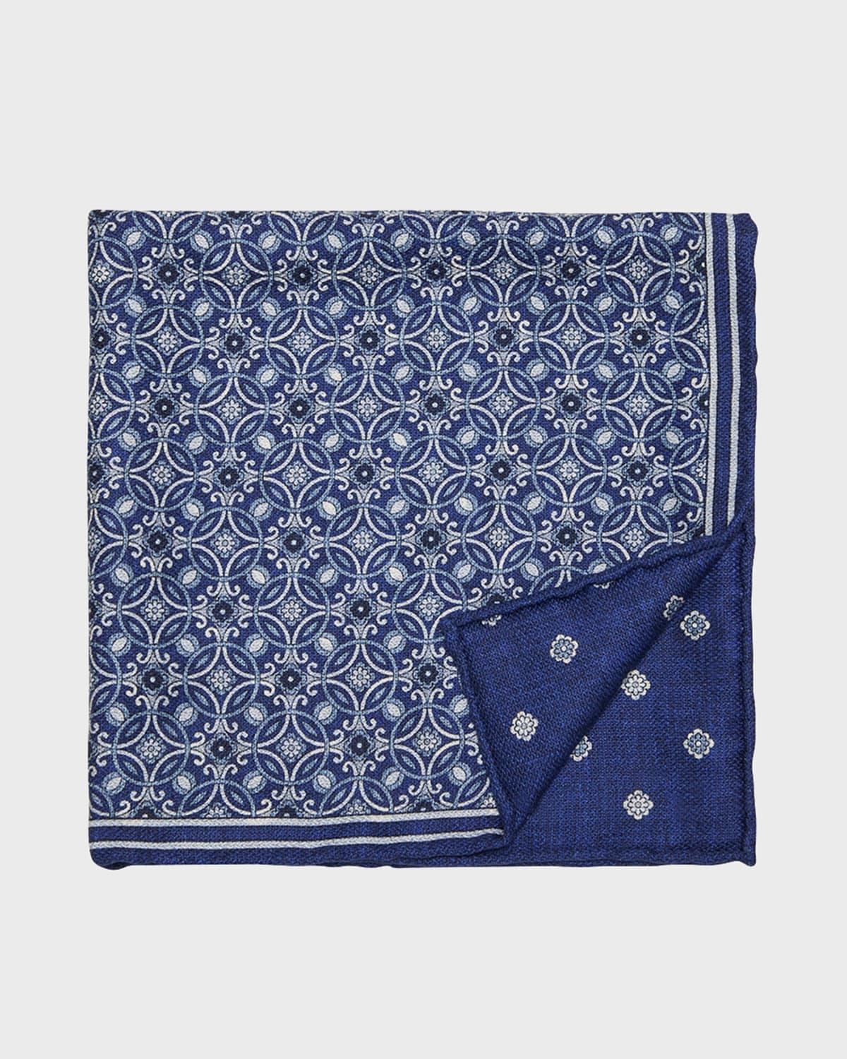 Men's Geometric-Print Silk Pocket Square Product Image