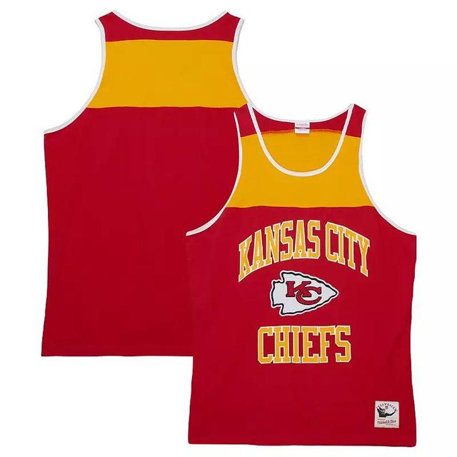 Mens Mitchell & Ness /Gold Kansas City Chiefs Heritage Colorblock Tank Top Product Image