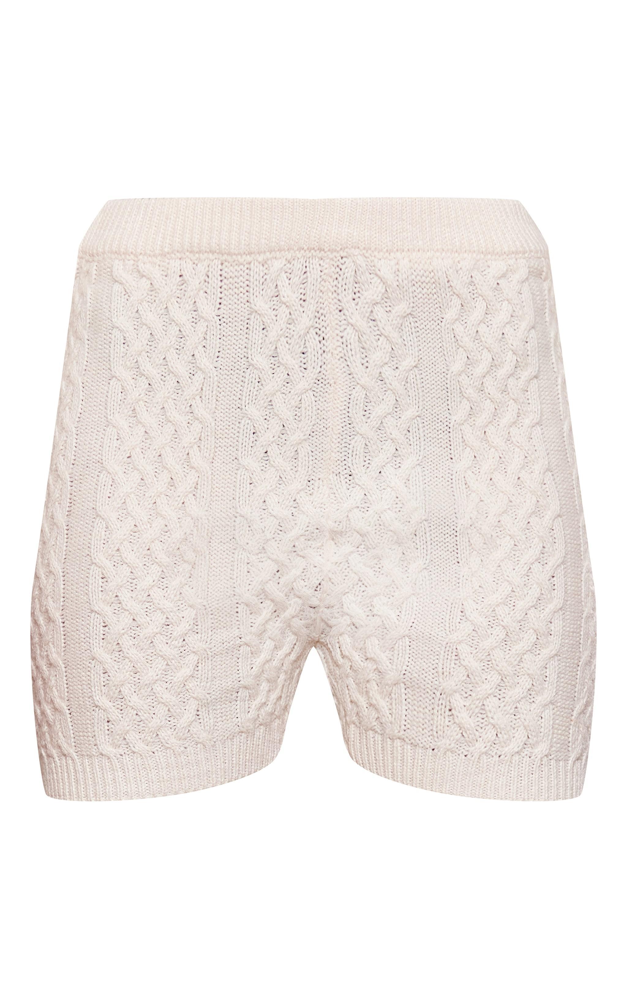 Petite Cream Cable Knit Shorts Product Image