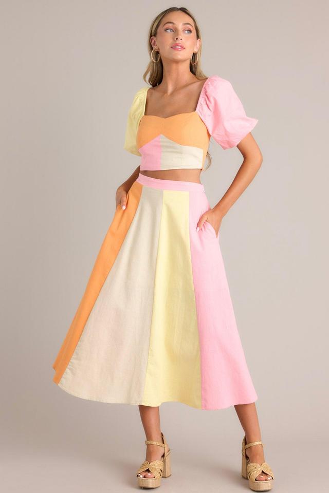 Sherbet Dreams Pastel Multi Midi Skirt Product Image