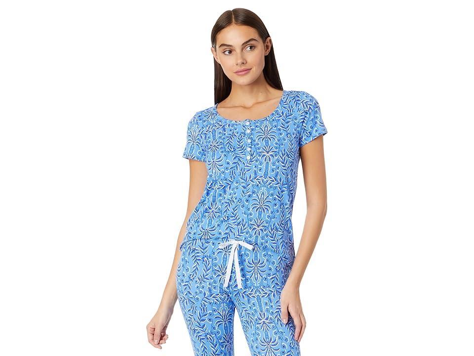 Lilly Pulitzer PJ Knit Short Sleeve Henley Top (Abaco Have It Both Rays) Women's Pajama Product Image