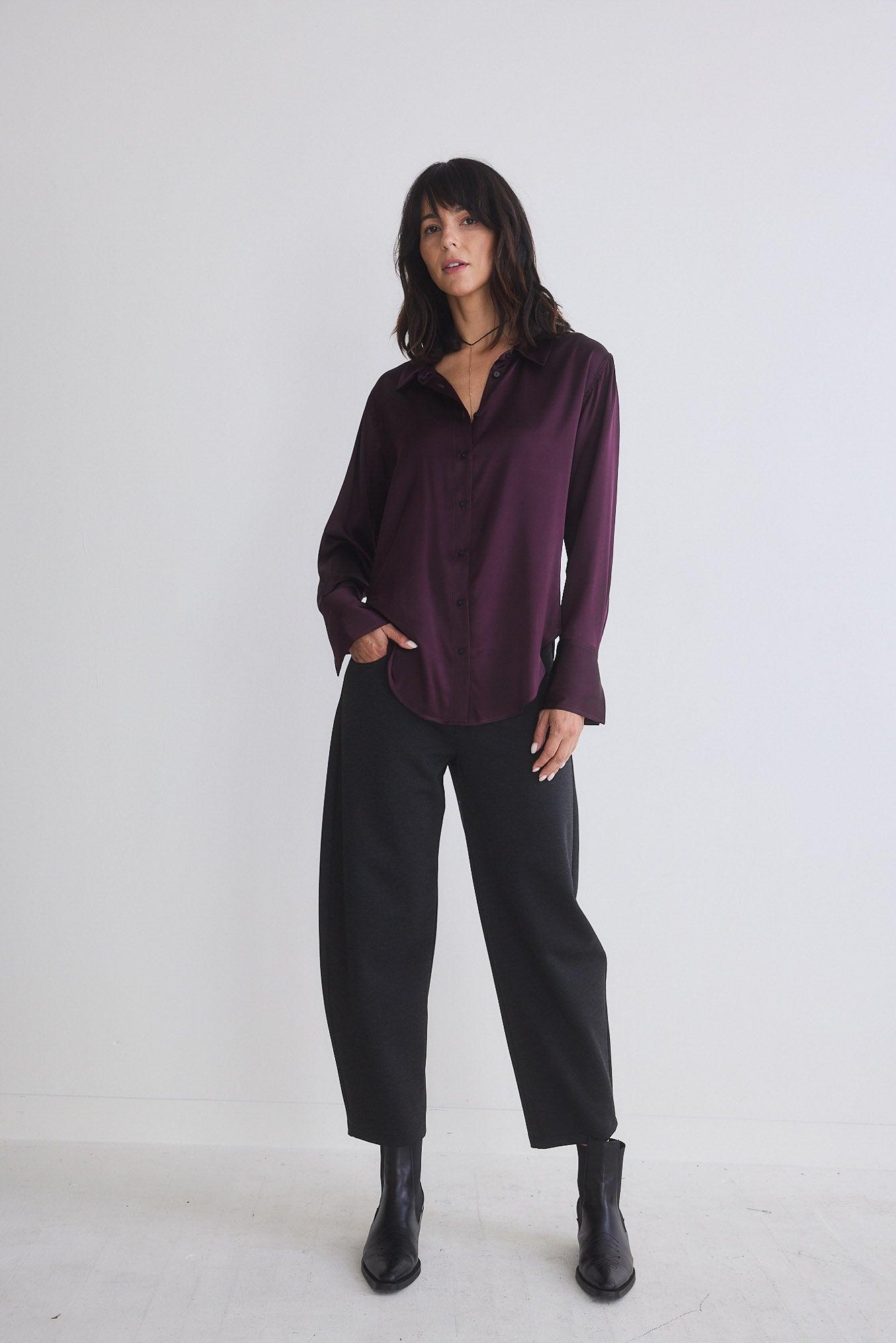 Shift Your Gaze Silk Button Down Blouse Product Image