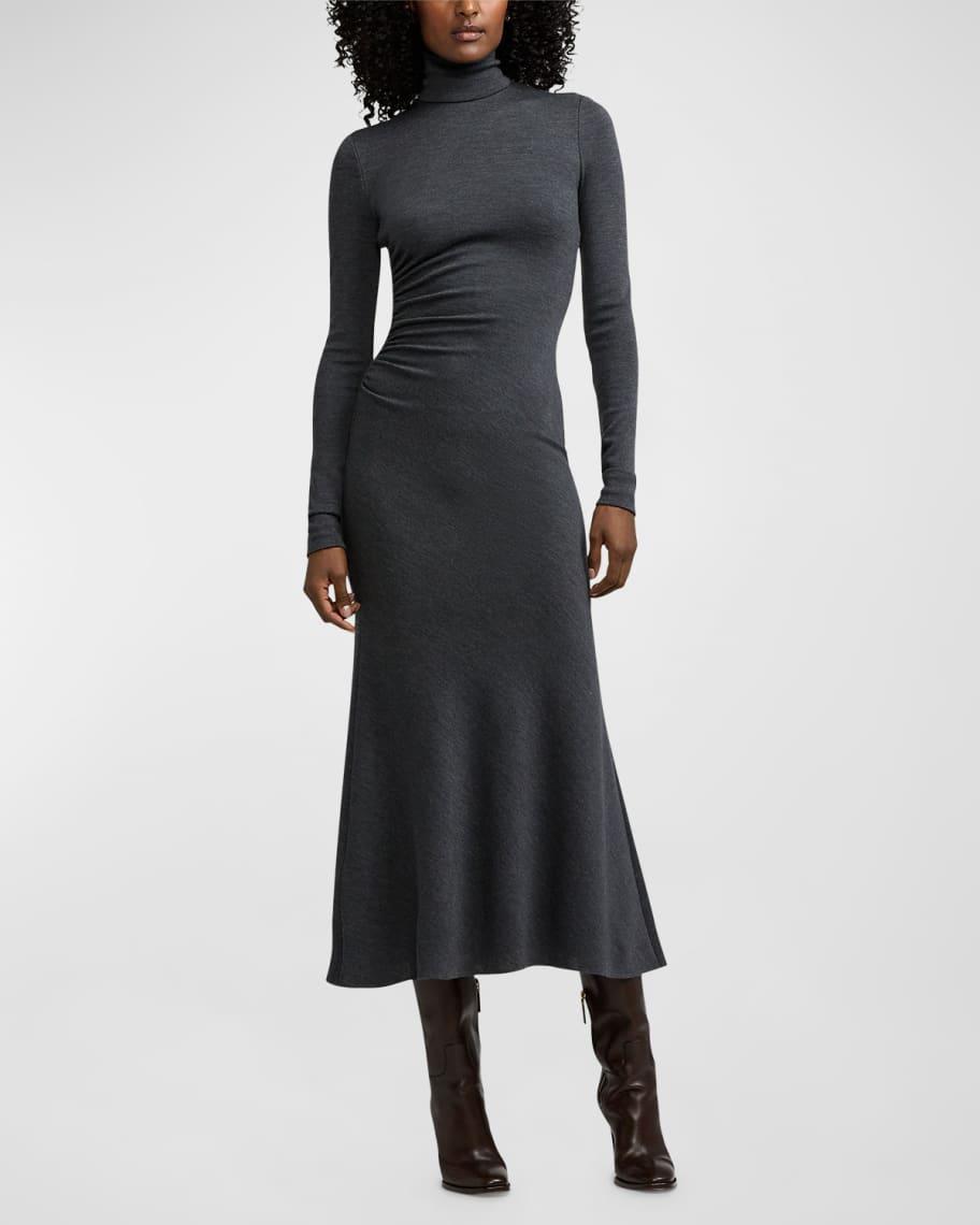 Mélange Wool Jersey Turtleneck Day Dress Product Image