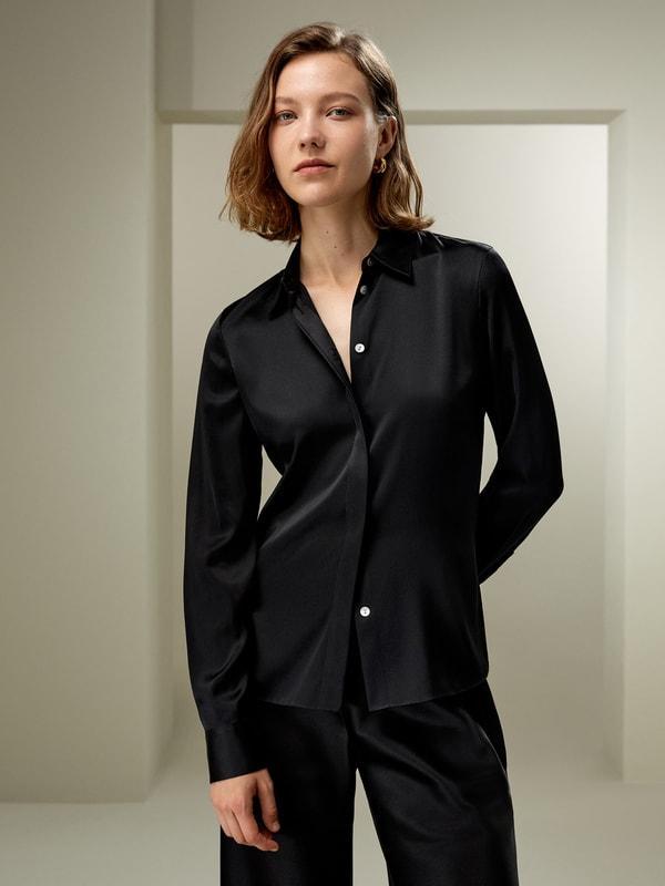 Elegant Silhouette Silk Shirt Product Image