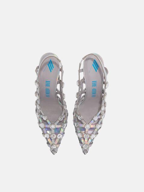 ''Grid'' holographic silver slingback Product Image