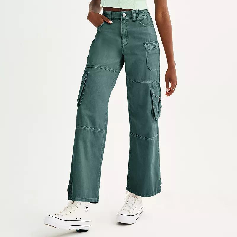 Juniors SO High-Rise Wide Leg Comfortable Twill Cargo Pants, Womens Product Image