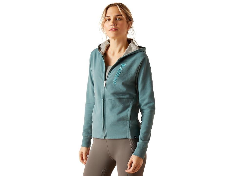 Ariat Team Logo Full Zip Hoodie (North Atlantic) Women's Clothing Product Image