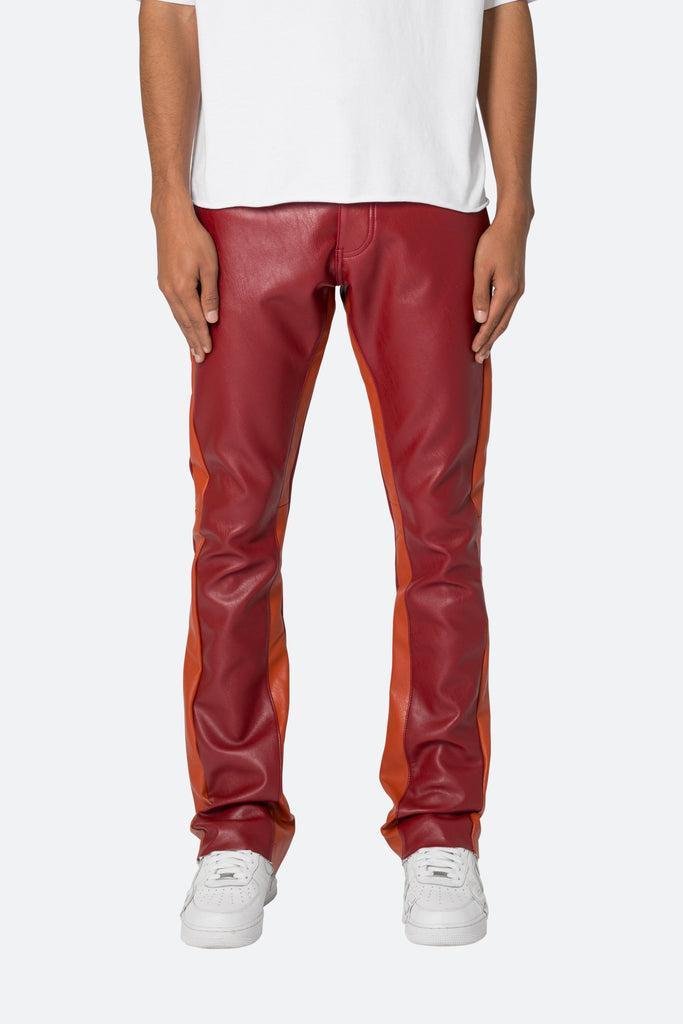 B518 Leather Flare Pants - Red/Orange Product Image