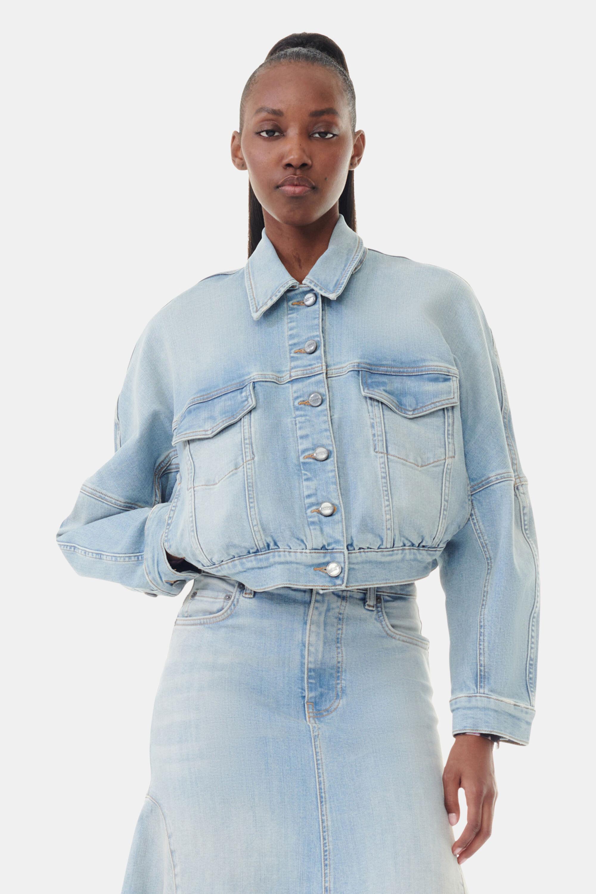 Light Blue Denim Bomber Jacket product image